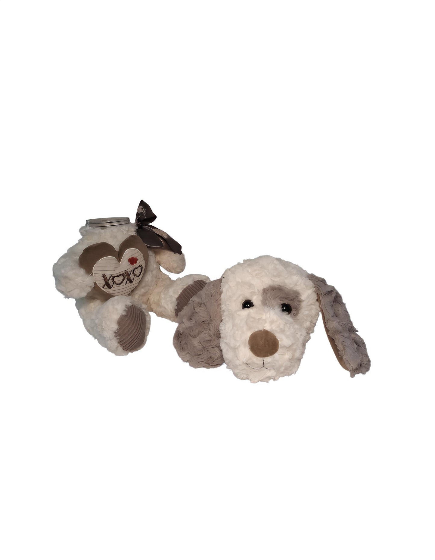XOXO Puppy 12" Plush Stuffed Animal with 8oz Plastic Screw-Top Jar — Perfect Gift