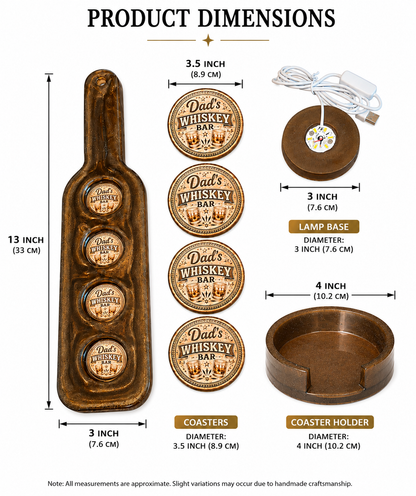 Dad's Whiskey Bar Flight Tray Set — Epoxy Resin Bar Accessory Gift Set