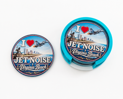 Virginia Beach Jet Noise Coaster Set with Holder