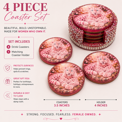 Pink Leopard Coaster Set