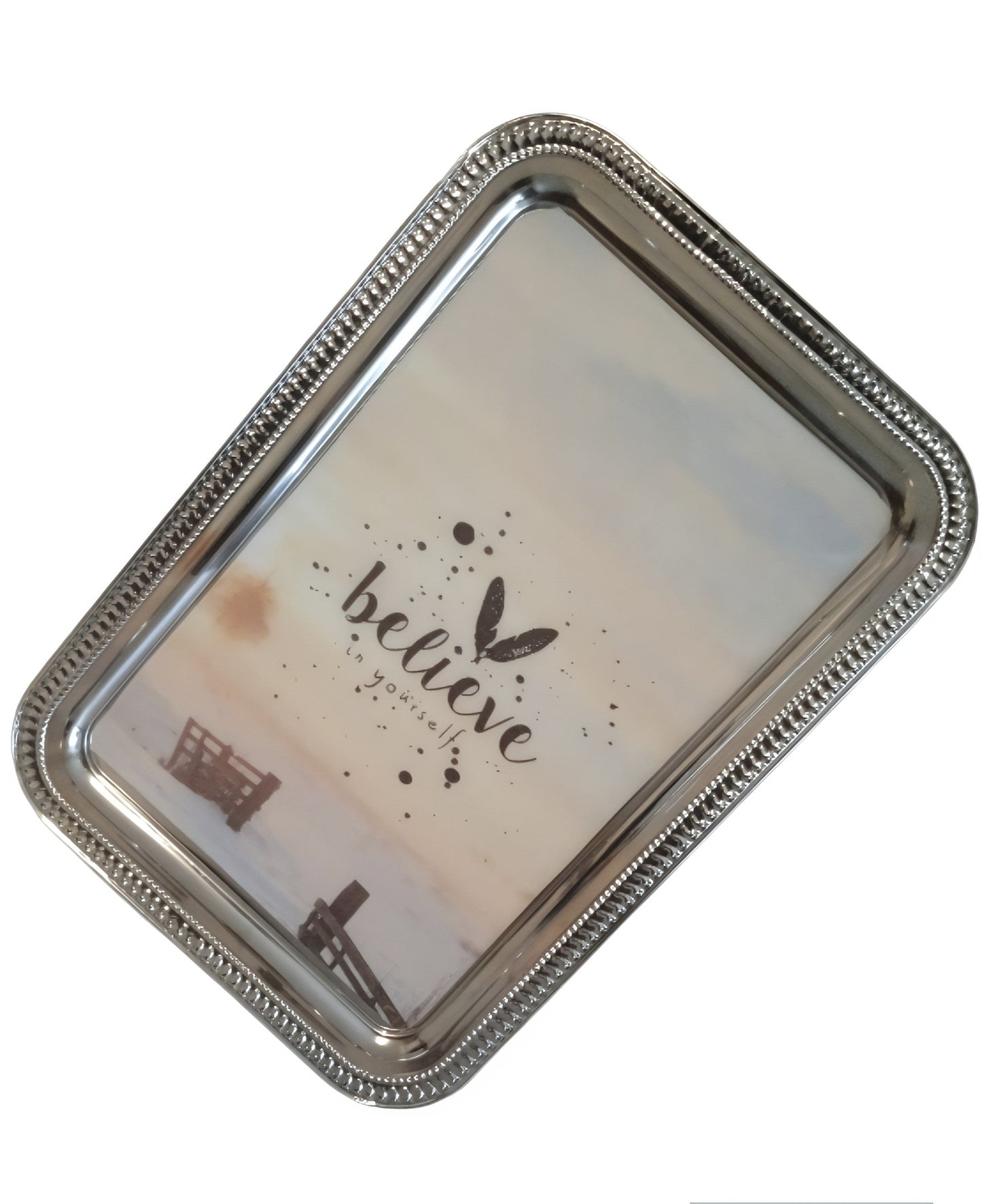 Believe in Yourself — Epoxy-Coated Stainless Steel Decorative Tray