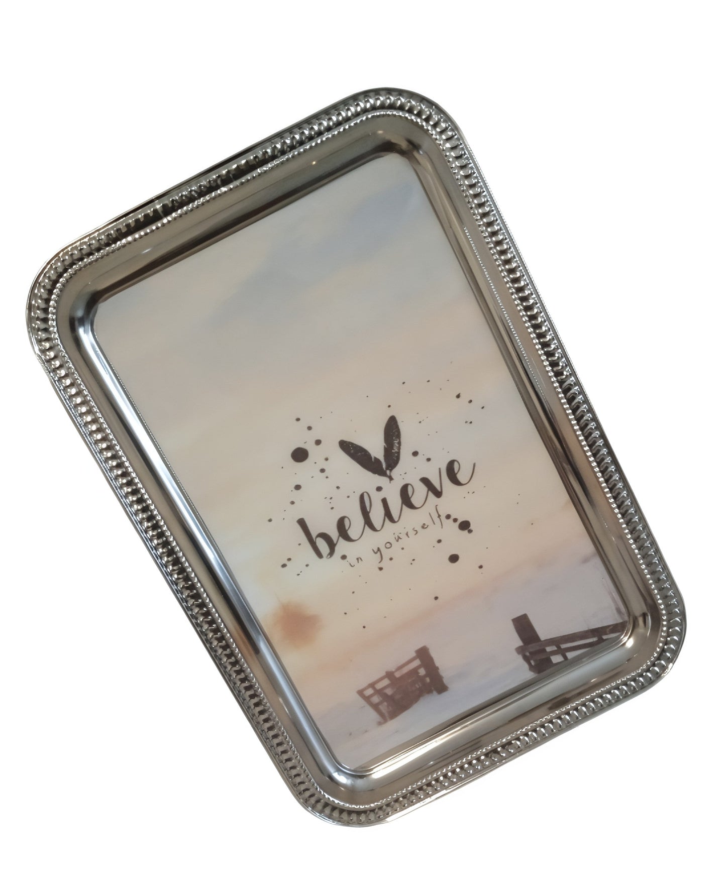 Believe in Yourself — Epoxy-Coated Stainless Steel Decorative Tray