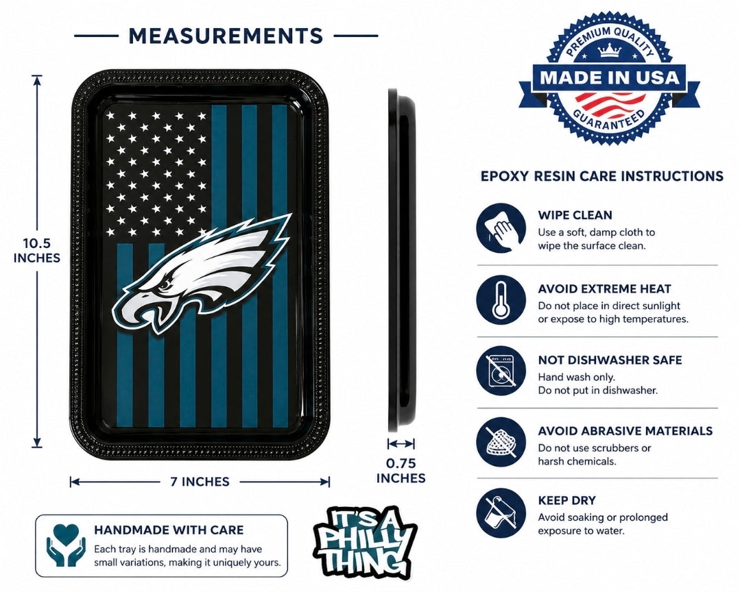 Philadelphia Eagles Custom Epoxy Resin Stainless Steel Tray