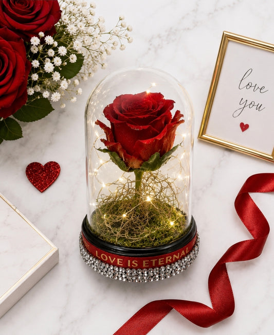 Enchanted Red Rose Dome — "Love Is Eternal"