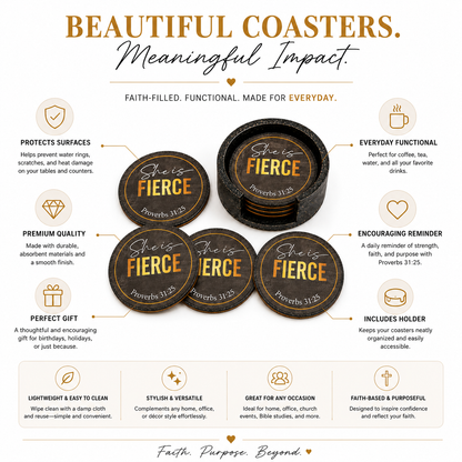 She Is Fierce – Luxury Handcrafted Shot Glass Tray Set | Proverbs 31:25