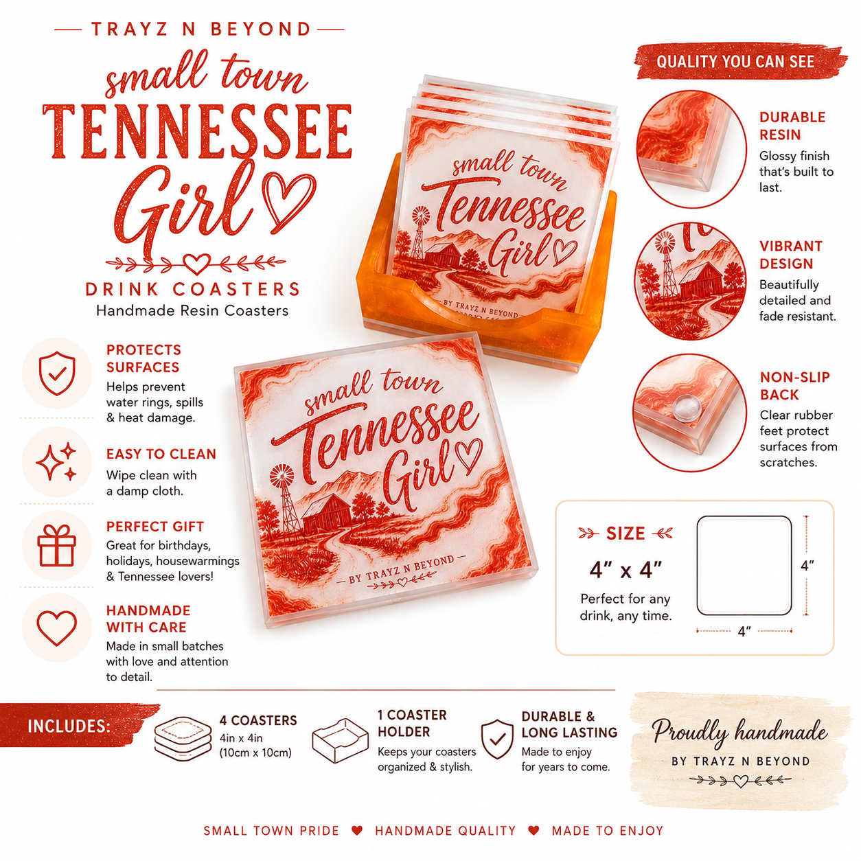Small Town Tennessee Girl Coaster Set