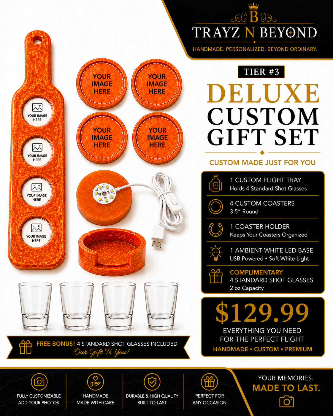 Personalized Epoxy Resin Flight Tray Set