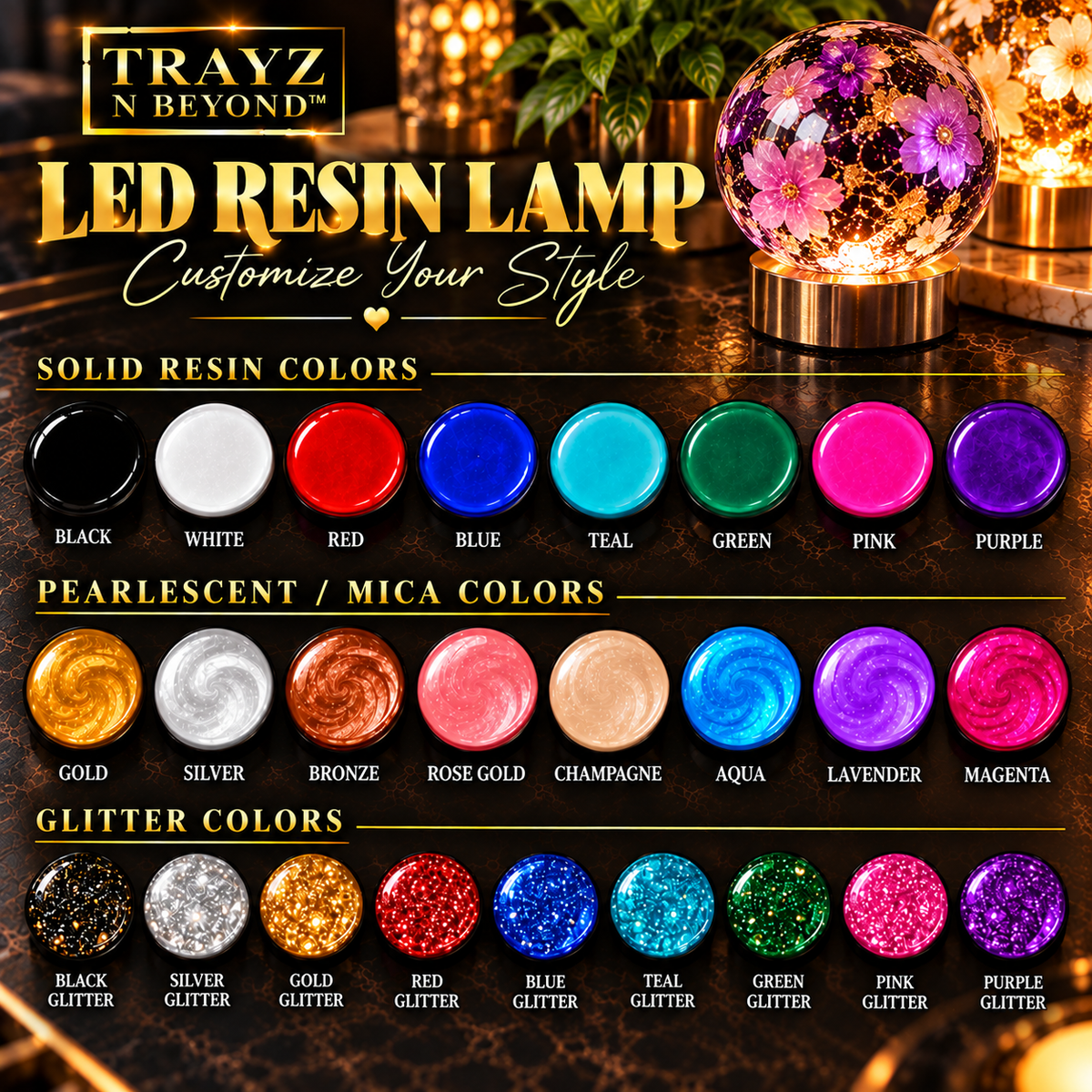 Personalized Resin LED Lamp