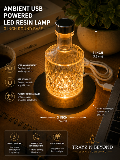 Ambient USB LED Resin Lamp Base — 3 Inch Round