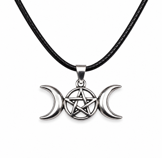 Triple Moon Pentagram Necklace